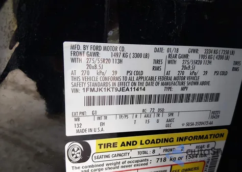 2018 Ford Expedition Max Limited из США, поврежденный, VIN 1FMJK1KT9JEA11414